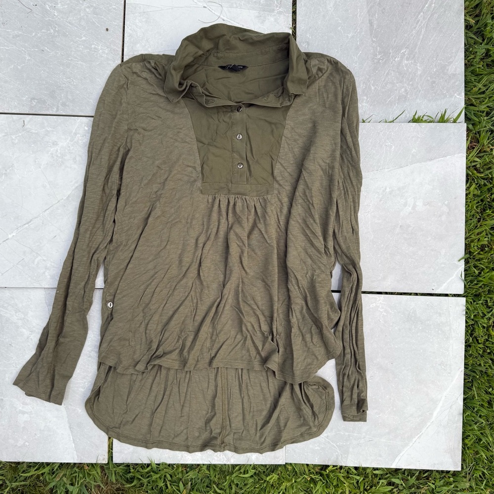 Lucky Brand Green Quarter Buttoned Blouse size Medium